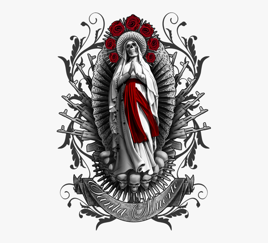 Design Santa Muerte Tattoo, HD Png Download - kindpng