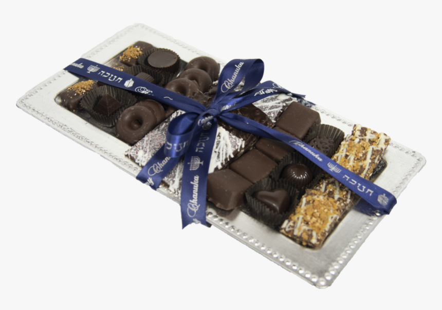 Happy Chanukka Chocolate Arrangement On Long Silver - Chocolate Arrangement In Tray, HD Png Download, Free Download