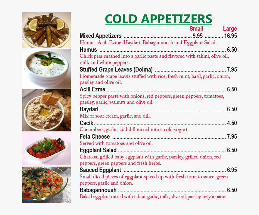 Cold Appetizers - Közlenmiş Patlıcan Salatası, HD Png Download, Free Download