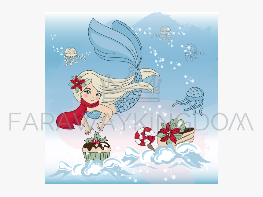 Merry Christmas Cartoons Mermaid, HD Png Download, Free Download