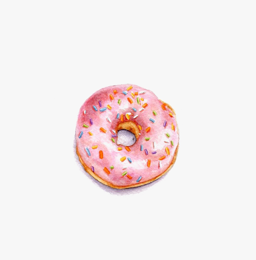 Clip Art Library Stock Painting Illustration Pink Donut - Watercolour Donut Illustration, HD Png Download, Free Download