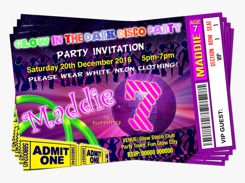 Clip Art Grandwazoodesign Invitations Birthdays Frontbackneon - Flyer, HD Png Download, Free Download