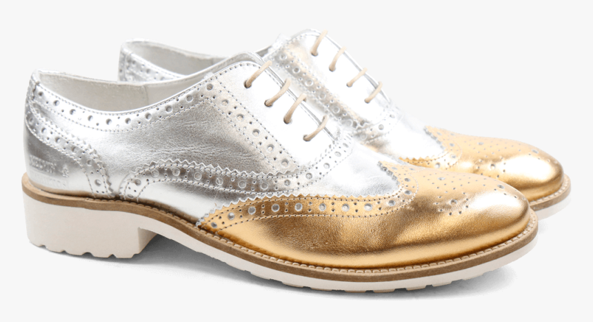 Oxford Shoes Ella 22 Laminato Gold Silver Rook D White - Gold Oxford Shoes, HD Png Download, Free Download