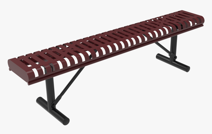 Ribbed Steel Curled Bench Without Back - Bench, HD Png Download, Free Download