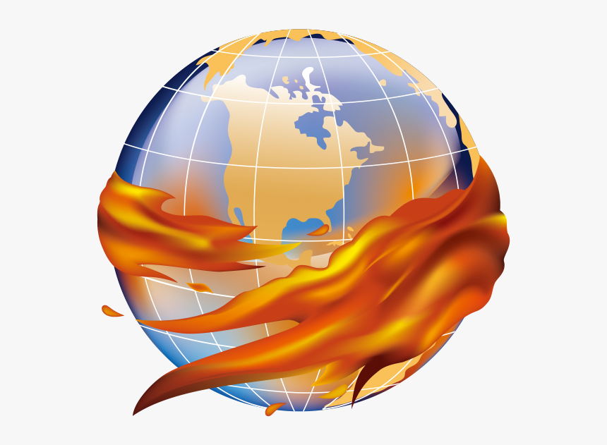 Globe With Flames Hugging It - Earth Global Warming Png, Transparent Png, Free Download