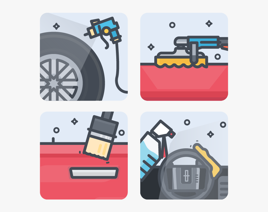 Car Detailing Process - Illustration, HD Png Download, Free Download