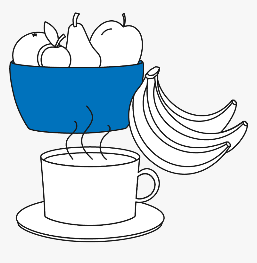 Bananas, Bowl Of Fruit, And Cup Of Coffee, HD Png Download, Free Download