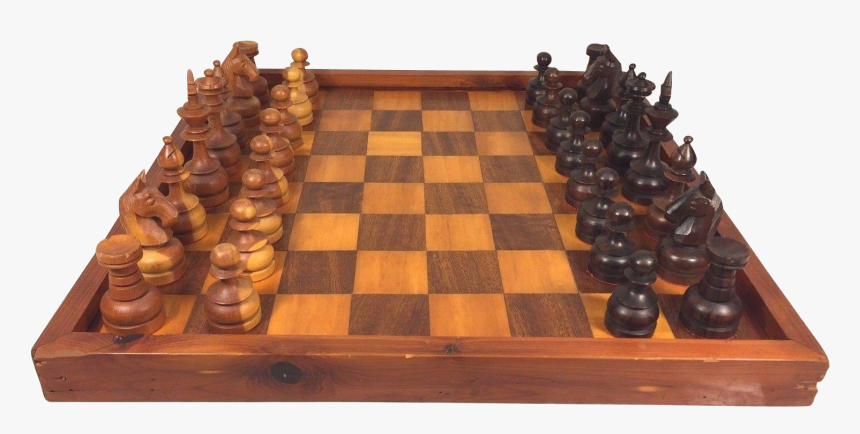 Carved Wooden Set W Inlaid Wood Game - Chessboard, HD Png Download, Free Download