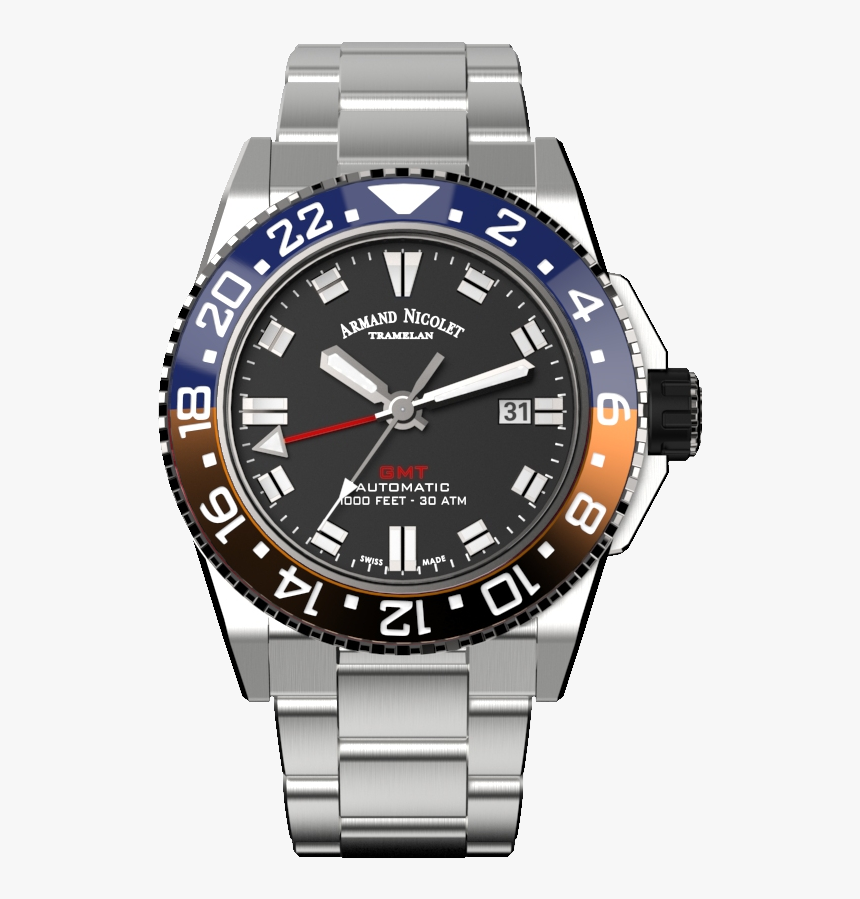 A486bgn Nr Ma4480aa - Armand Nicolet Js9 Gmt Diver Watch, HD Png Download, Free Download