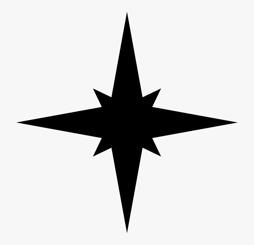 Star,symmetry,symbol - 4 Point Star Silhouette, HD Png Download - kindpng