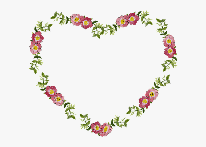 Transparent Flowers Frame Png - Heart With Flowers Png, Png Download, Free Download