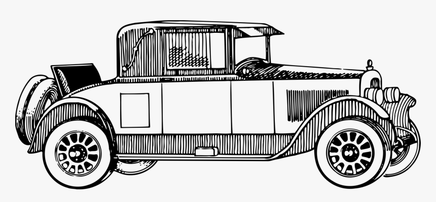 Classic Car,antique Car,compact Car - Vintage Car Clipart Black And White, HD Png Download, Free Download