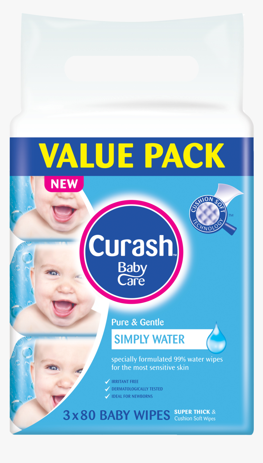 Curash Simply Water Baby Wipes 3 X - Household Supply, HD Png Download, Free Download