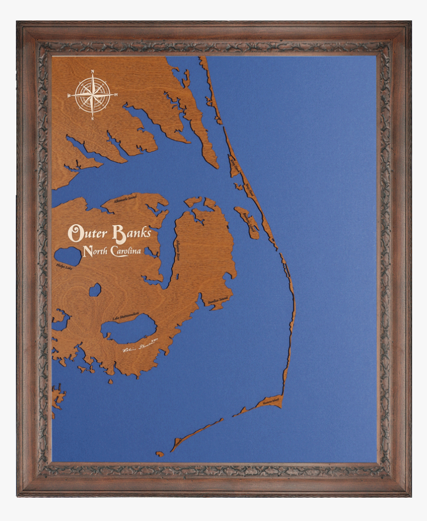 Custom Crafted Silhouettes Engraved Wood Lake Maps - Picture Frame, HD Png Download, Free Download