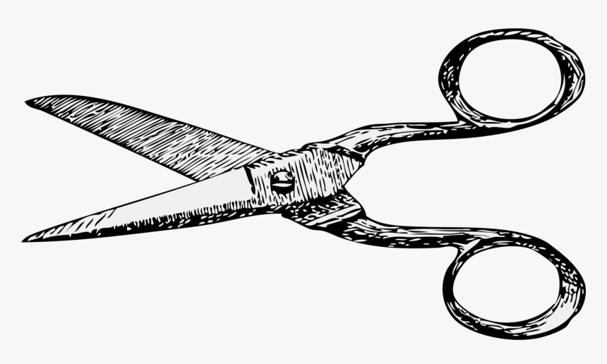 Line Art,tool,hair Shear - Old Scissors Drawing, HD Png Download, Free Download