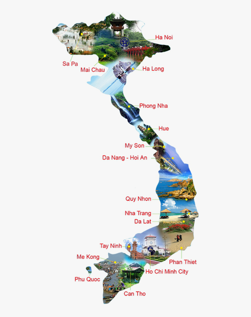 Vietnam Tourist Map - South Vietnam Map Travel, HD Png Download, Free Download