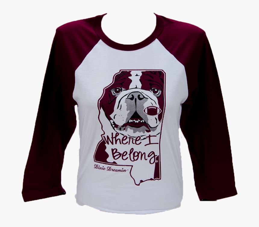 Dixie Raglan Bulldog Face Inside Of Ms Shape Long Sleeve, HD Png Download, Free Download