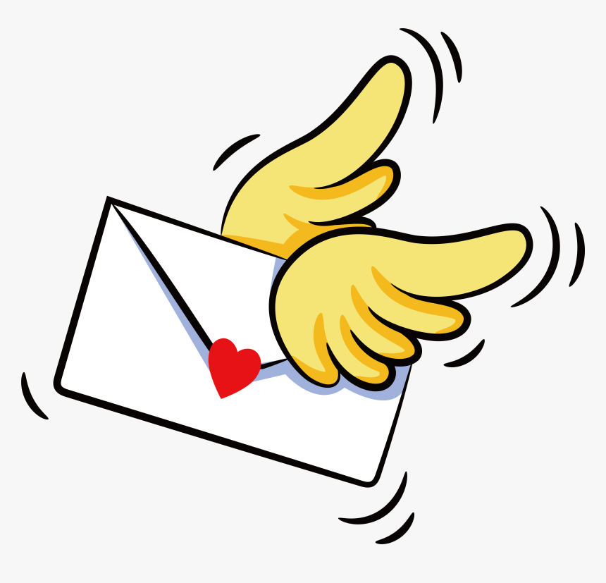 Mail Clipart Yellow Envelope - Envelope With Wings Clipart, HD Png Download, Free Download