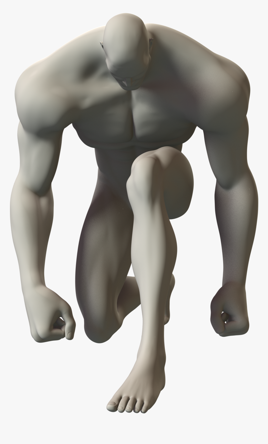 3d Sketch Of A Superhero In A Kneeling Pose, HD Png Download, Free Download