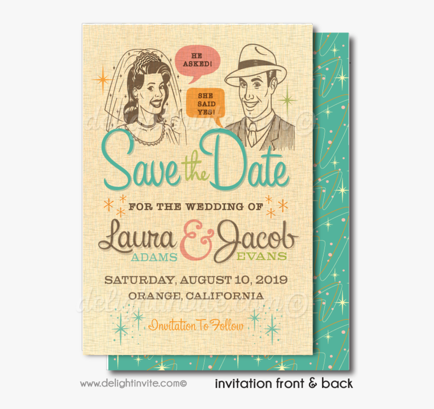 Mid Century Illustration Wedding, HD Png Download, Free Download