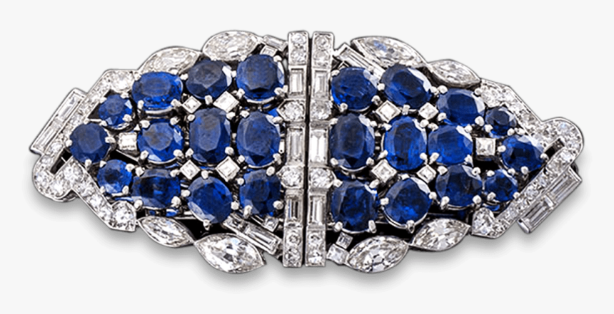 Art Deco Sapphire Double Clip Brooch, - Engagement Ring, HD Png Download, Free Download