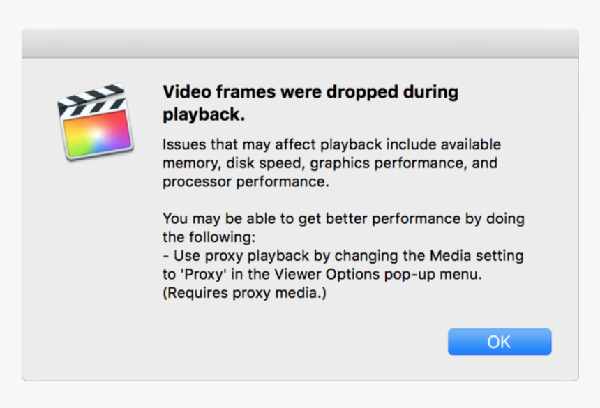 Dropped Frames During Playback Doesn"t Necessarily - Final Cut Pro, HD Png Download, Free Download