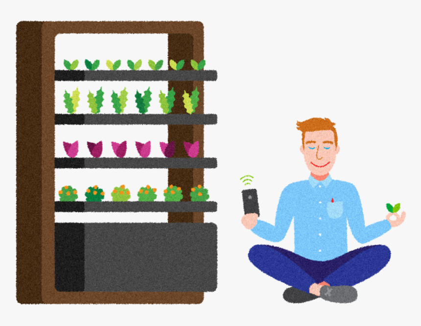 Illustrated Man Next To Farmshelf With Wifi Connected - Sitting, HD Png Download, Free Download