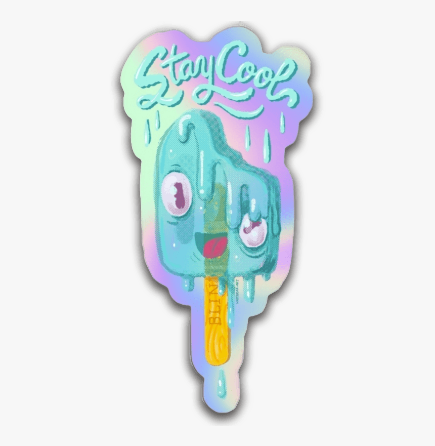 Stay Cool Popsicle Holographic Vinyl Sticker - Cartoon, HD Png Download, Free Download