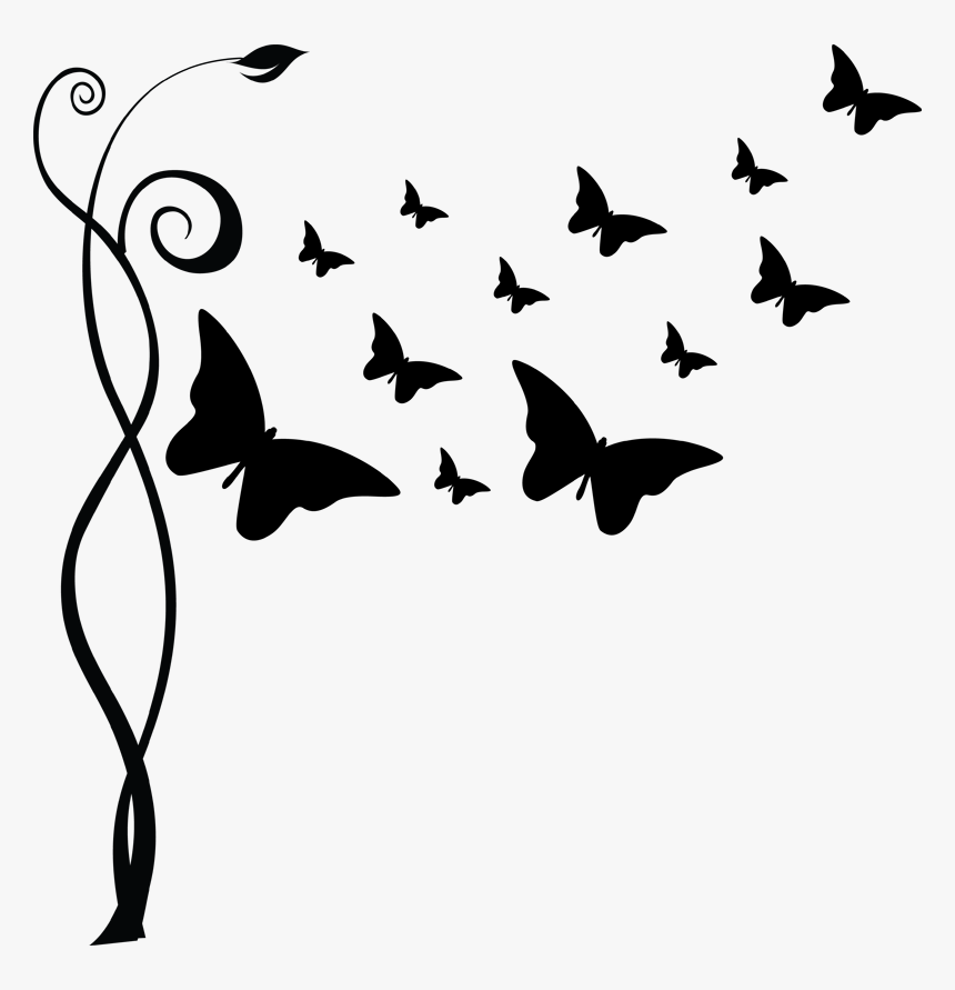 Clip Art Butterfly Flying Silhouette - Flying Butterfly Clipart Black And White, HD Png Download, Free Download