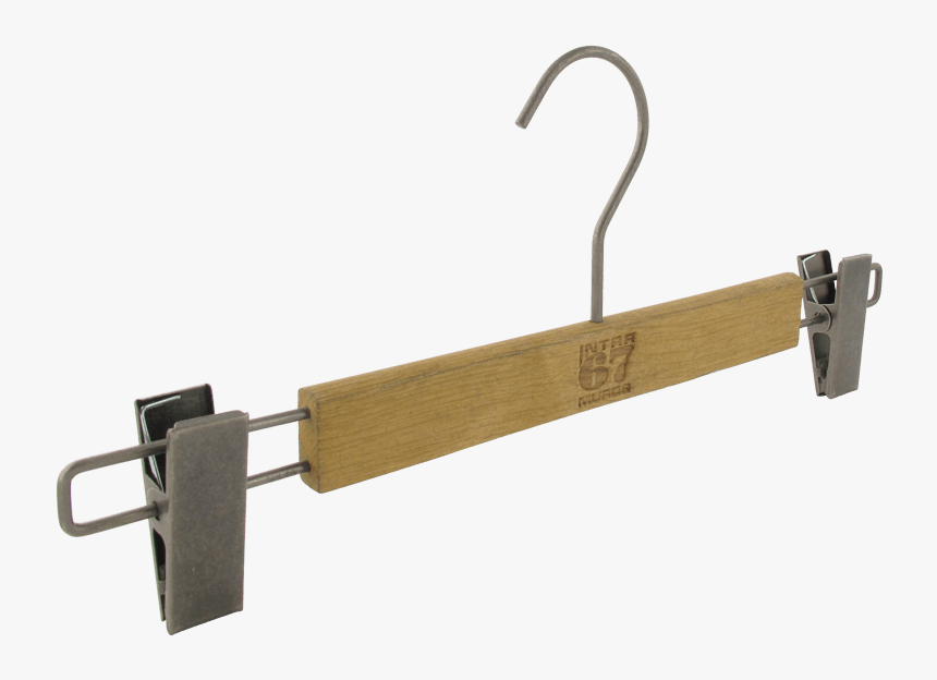 Clothes Hanger With Metal Clips - Clothes Hanger, HD Png Download, Free Download