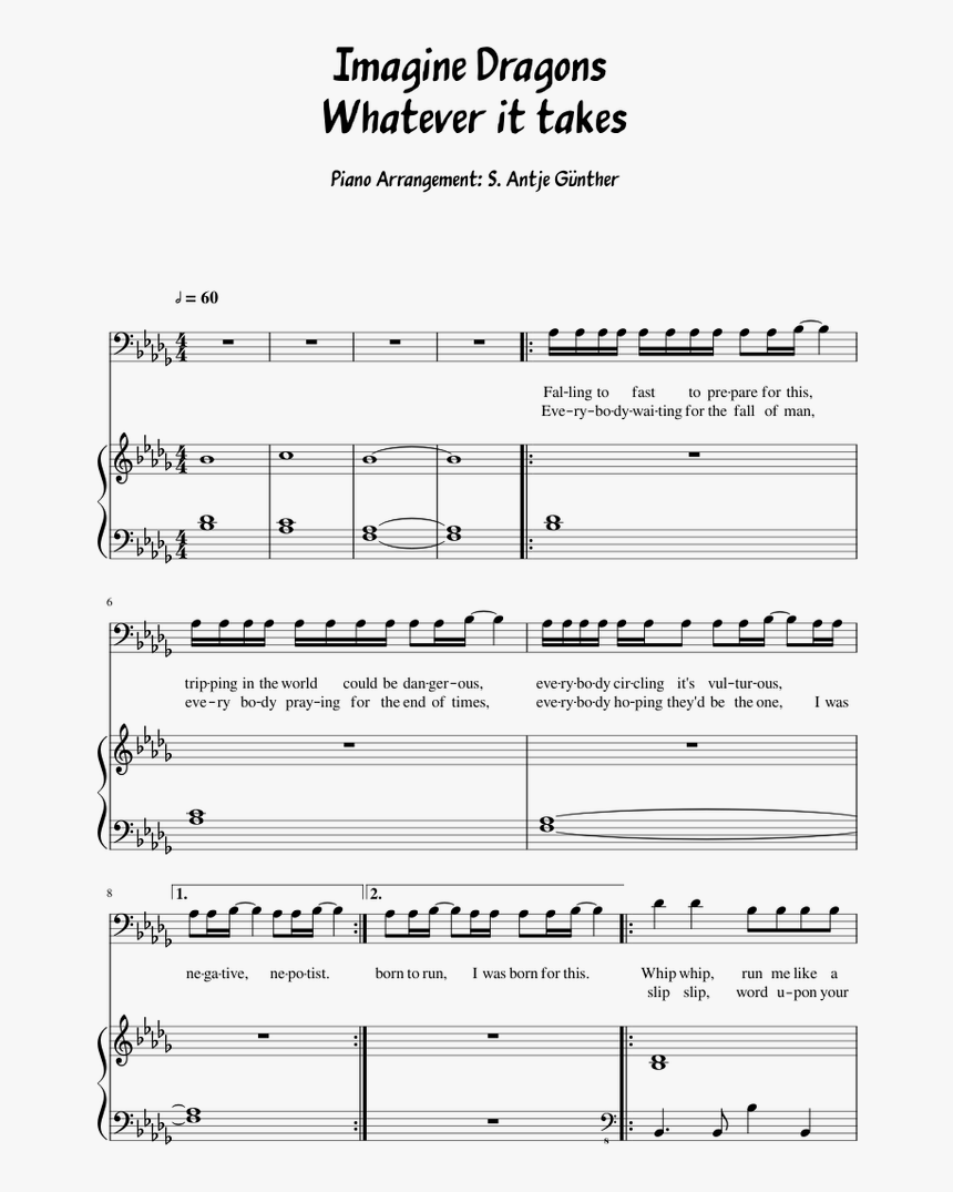 Transparent Imagine Dragons Png - Sheet Music, Png Download, Free Download