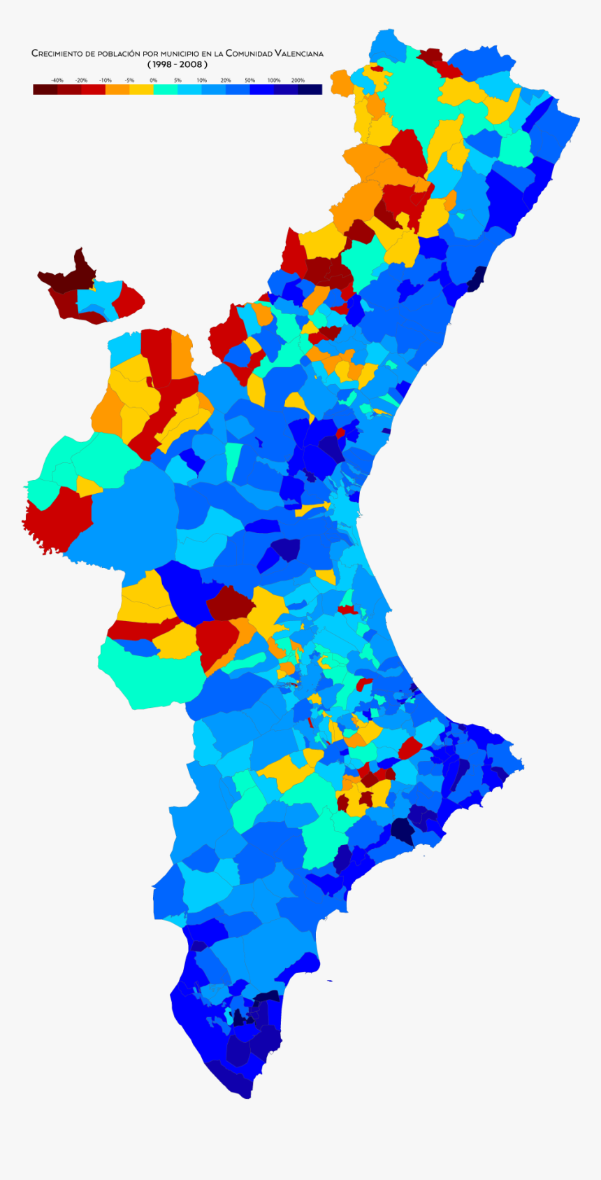 Comunidad Valenciana Crecimiento 1998 2008 - Provincia De Castellón Población, HD Png Download, Free Download