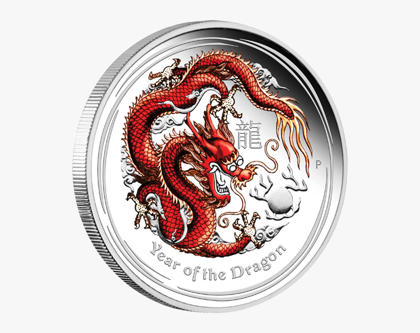 Year Of The Dragon Coloured Proof Silver Coin 1/2$ - Year Of Dragon Coin Perth, HD Png Download, Free Download