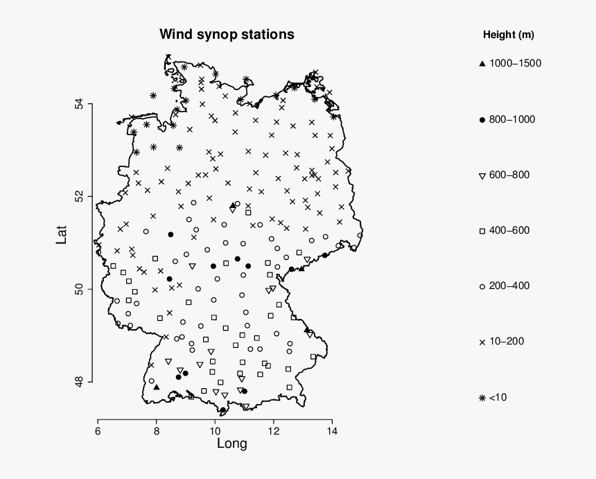 Map Of Synoptic Stations Over Germany , Png Download - Line Art, Transparent Png, Free Download