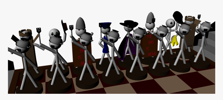 A Stickman-themed Chessboard Model With Colour And - Cartoon, HD Png Download, Free Download