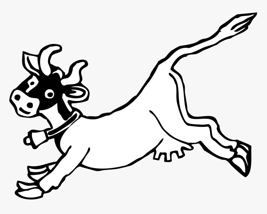 Cow, Jumping, Cartoon, Cowbell, Udder - Draw A Running Cow, HD Png Download, Free Download