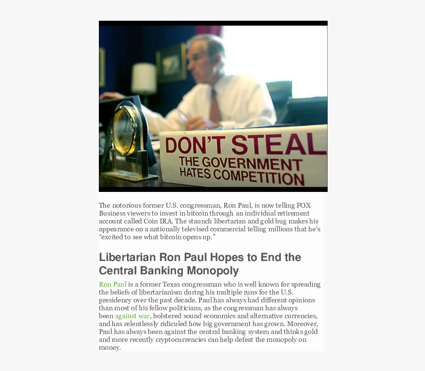 Ron Paul Don T Steal The Government, HD Png Download, Free Download