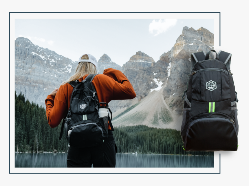 Travel Daypack Used By A Woman With Mountains In The - Bag, HD Png Download, Free Download