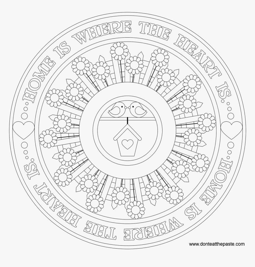 Home Is Where The Heart Is Mandala To Color In Jpg - Circle, HD Png Download, Free Download