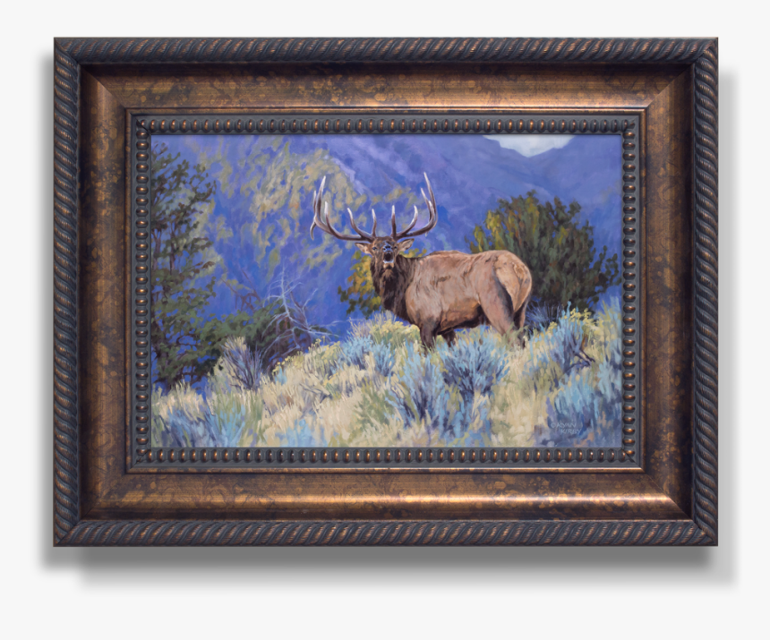 Ryan Kirby Elk The Defender Framed Canvas Giclee - Ryan Kirby Paintings, HD Png Download, Free Download