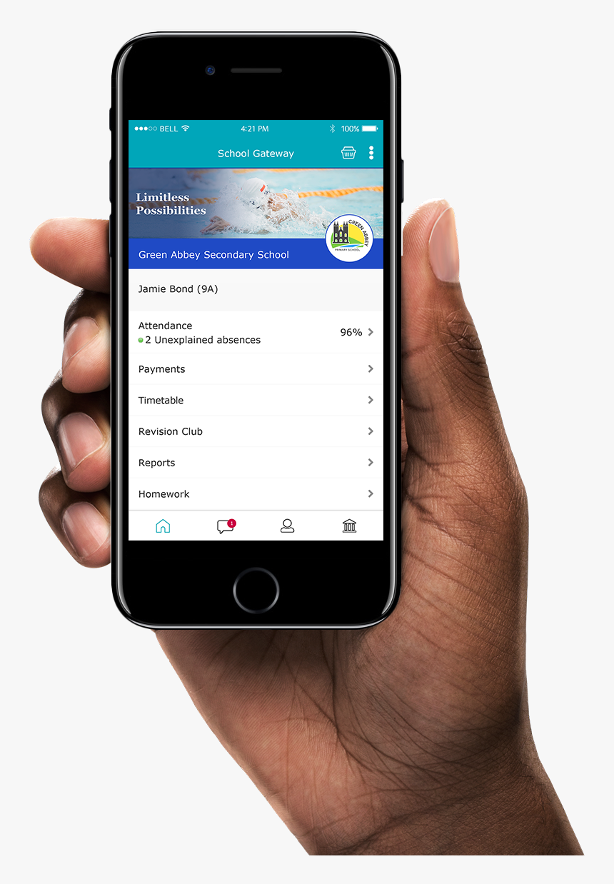 Get The School Gateway App Stay Fully Connected To - Hand Holding Iphone Png, Transparent Png, Free Download