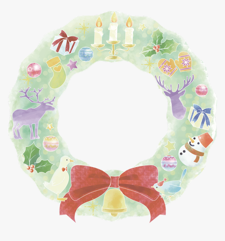 Christmas Wreath Holly Deer Snowman Giftboxs クリスマス イラスト 水彩 フリー Hd Png Download Kindpng