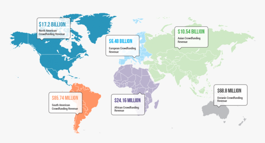 Global Crowdfunding Market - Crowdfunding In The World 2018, HD Png Download, Free Download