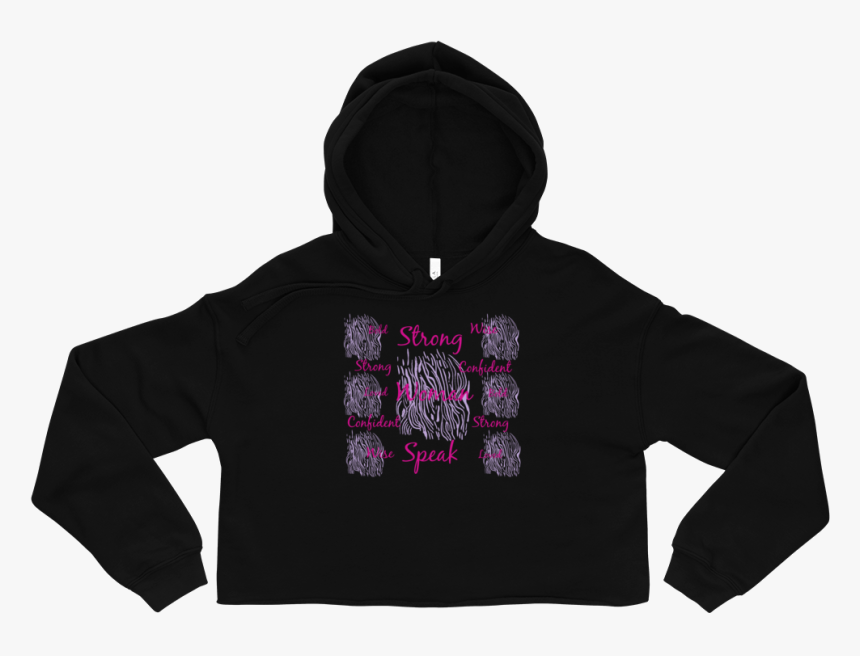 Strong Woman Speak Design Mockup Front Flat Black - Supreme Cropped Hoodie Black, HD Png Download, Free Download