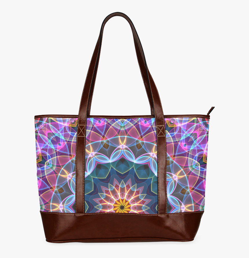 Purple Lotus Flower Mandala Rainbow Bubbles Tote Handbag - Handbag, HD Png Download, Free Download