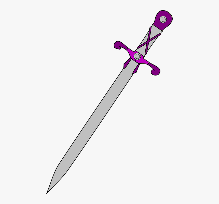 Sword, Gray, Purple, Weapon, Isolated, Grey, Metal - Sword, HD Png Download, Free Download