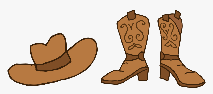 Baby Snow Booties Clipart Transparent Background - Cowboy Hat And Boots Cartoon, HD Png Download, Free Download