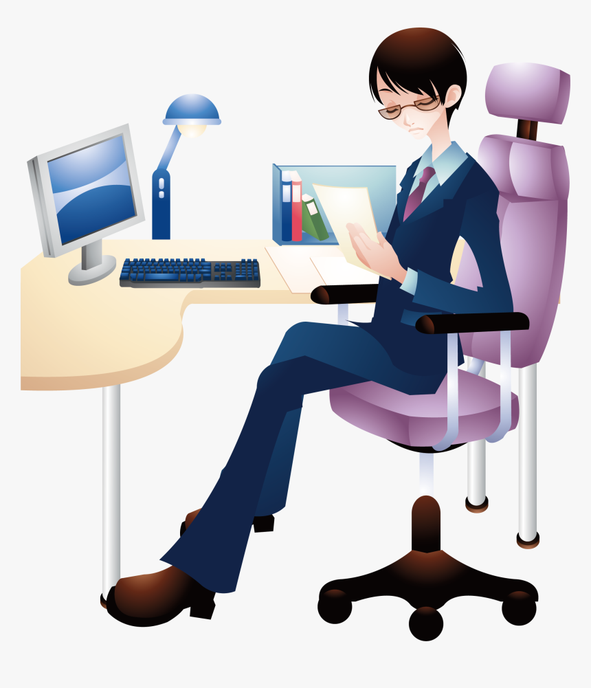 Transparent Stool Clipart - Cartoon Office Chair Boy Png, Png Download, Free Download