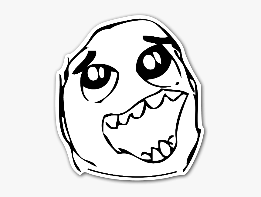 Rage Face Happy Daaah Sticker Troll Face Crying Happy Hd Png Download Kindpng - funny troll face roblox