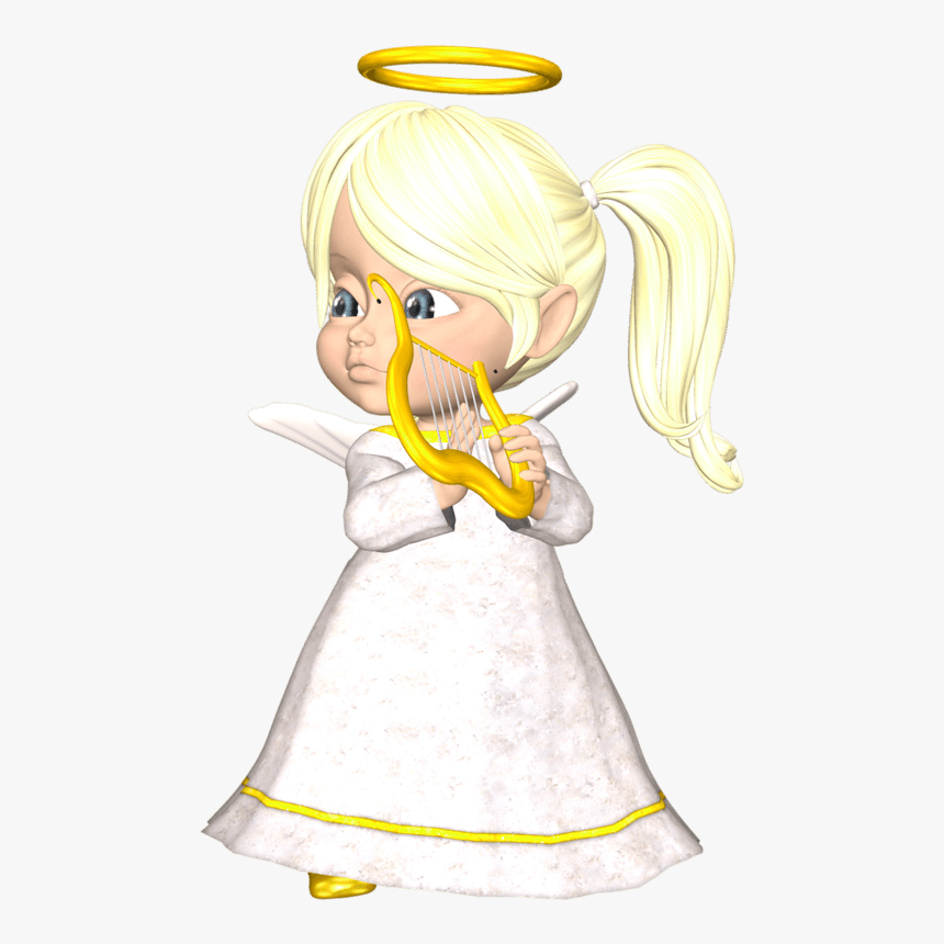 Cute Blonde Angel With Harp Large Png Clipart - Blonde Angel, Transparent Png, Free Download